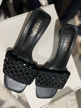 Torréïs Black Braided Slide Mules
